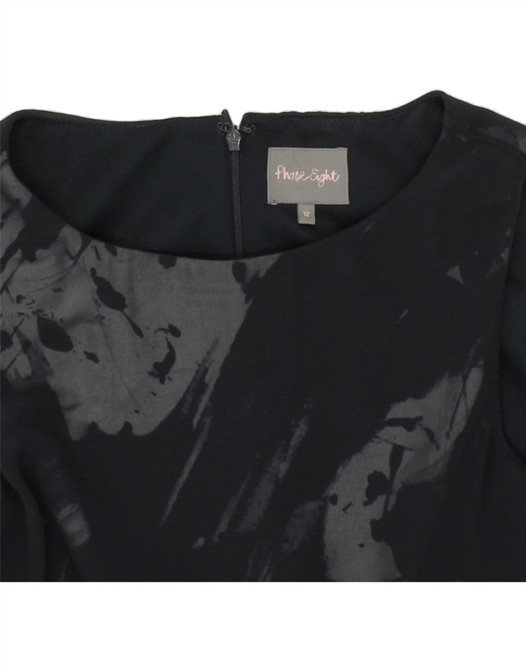 PHASE EIGHT Womens Abstract Pattern Bodycon Dress UK 12 Medium Navy Blue Vintage Phase Eight and Second-Hand Phase Eight from Messina Hembry 