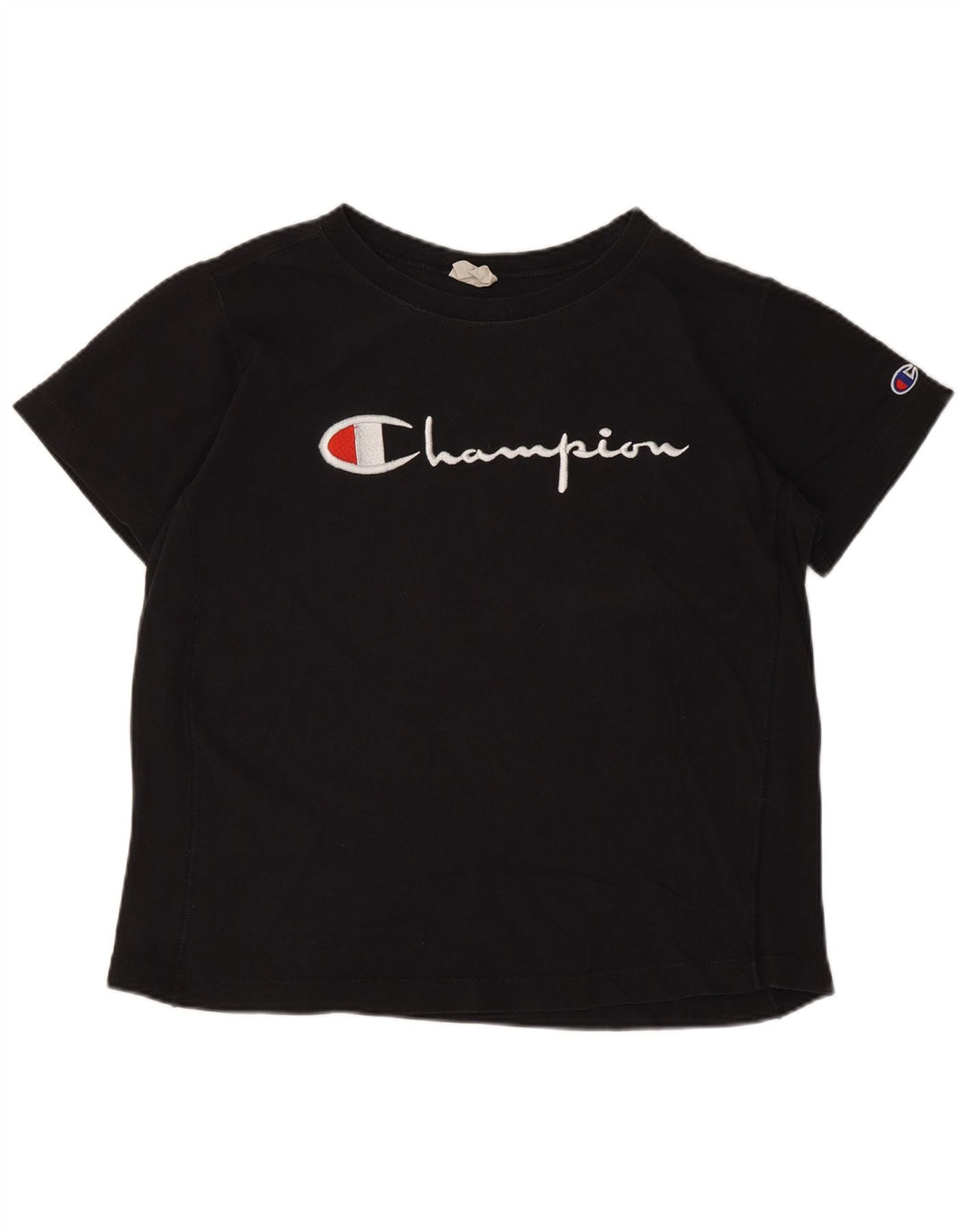 Champion Dame Grafisk T-Shirt Top UK 10 Lille Sort