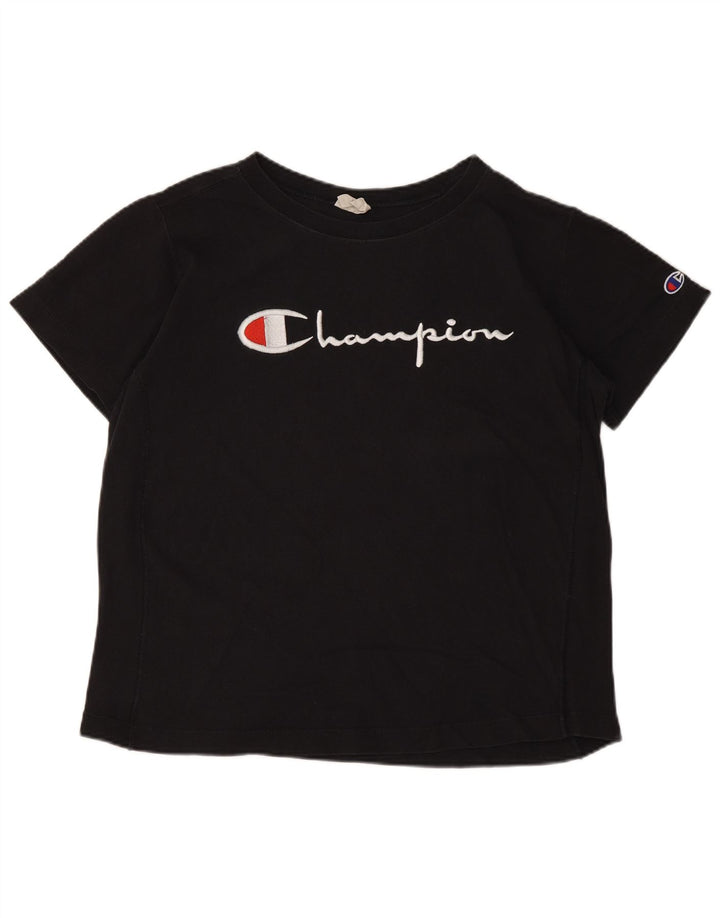 Champion Dame Grafisk T-Shirt Top UK 10 Lille Sort