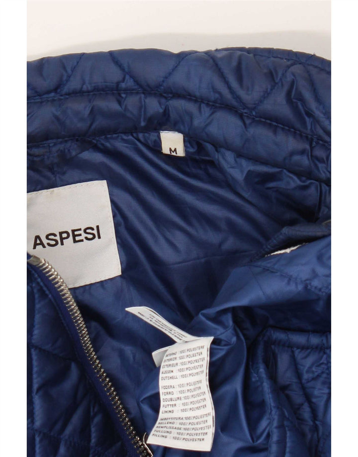 Aspesi Quiltet jakke til kvinder UK 12 Medium Blue Polyester