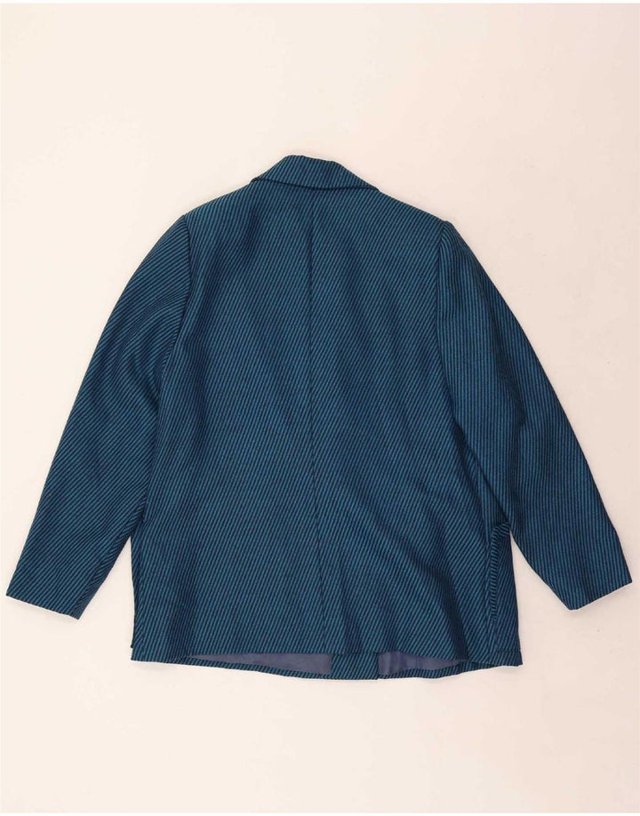 Vintage Dame Dobbeltradet Blazer Jacket UK 18 XL Blå Stribet