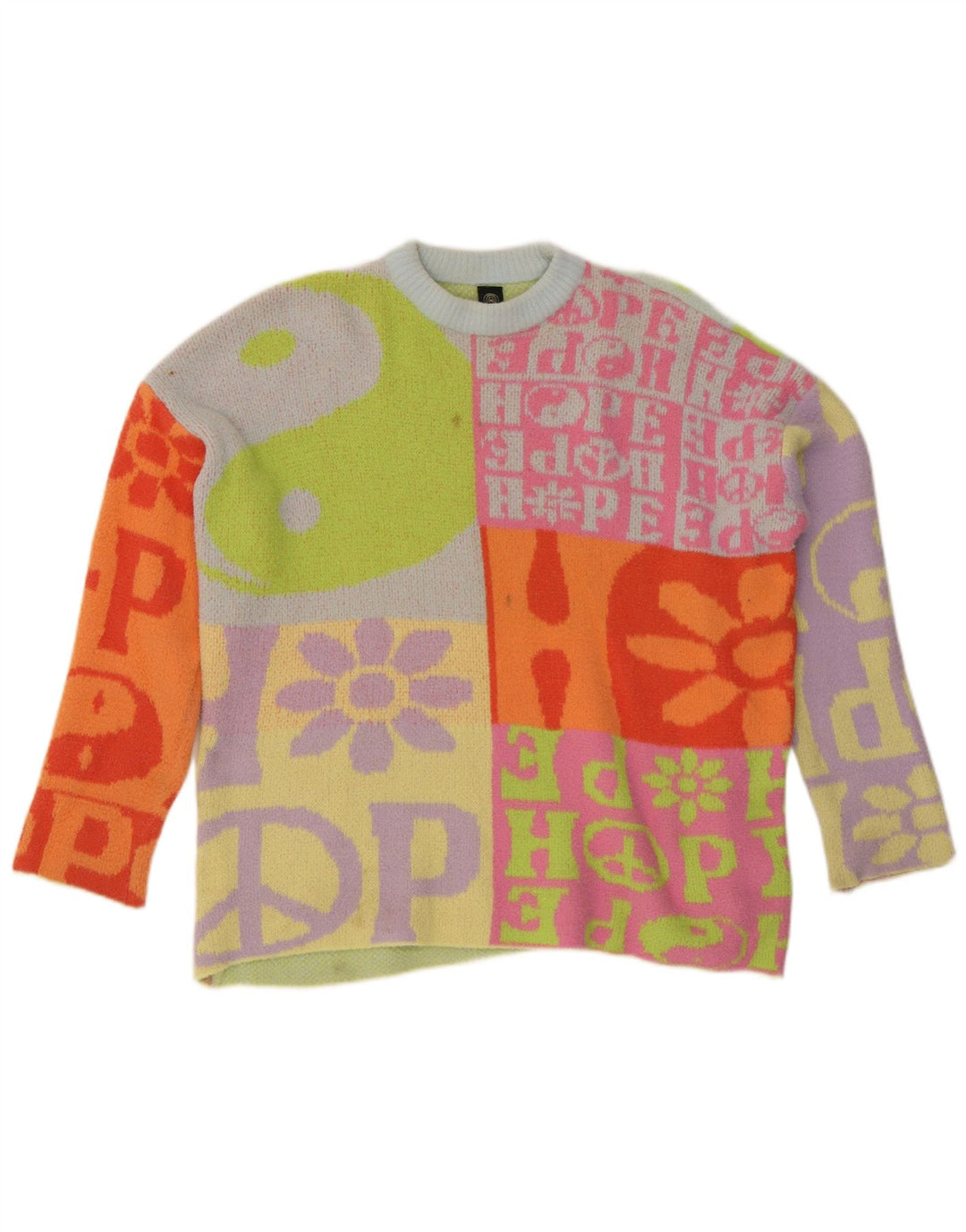 Urban Outfitters Dame Grafisk Crew Neck Jumper Sweater UK 14 Medium Multi