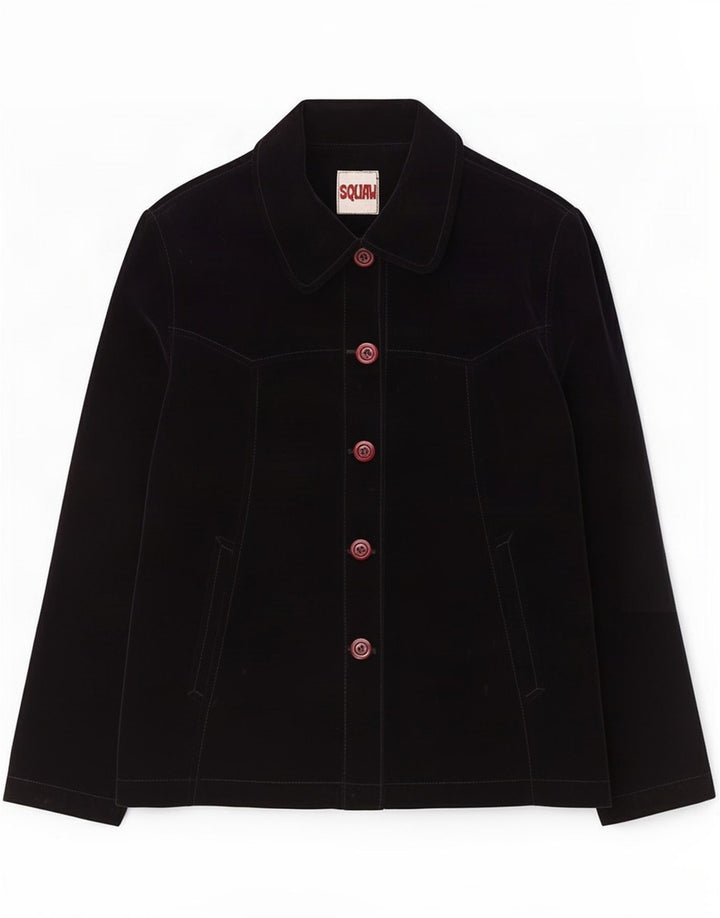 Squaw Dame 5 Button Velvet Blazer Jacket UK 14 Medium Navy Blue