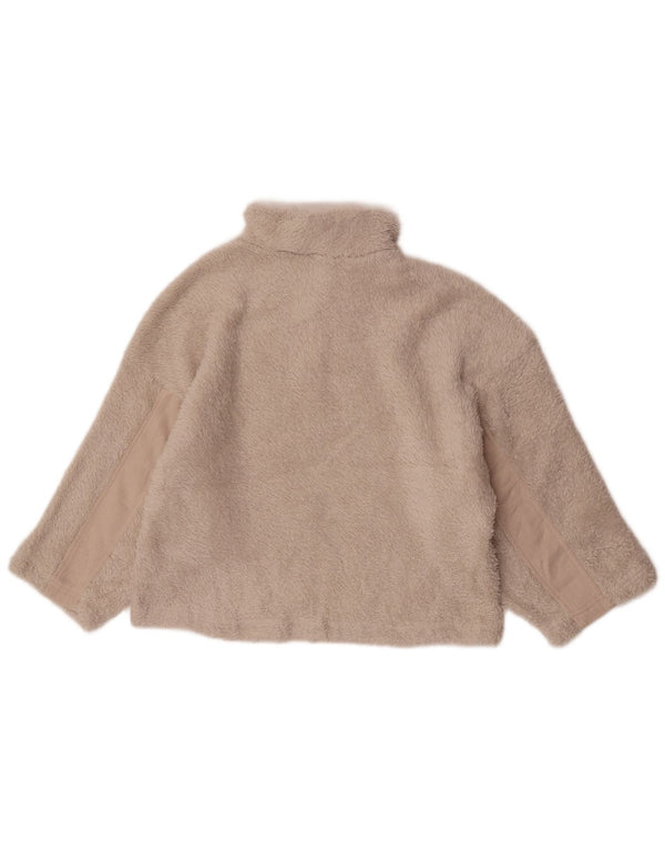 Reebok Womens Zip Neck Fleece Jumper UK 4/6 XS Off White Polyester