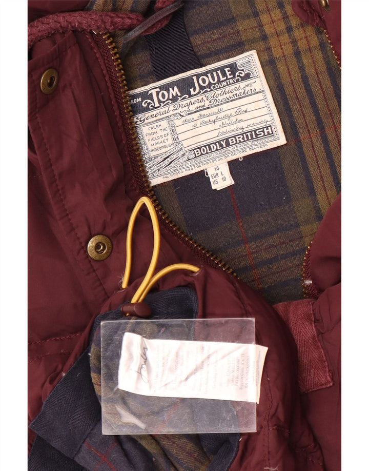 Joules Dame Hætte Polstret Gilet UK 14 Large Maroon Polyester