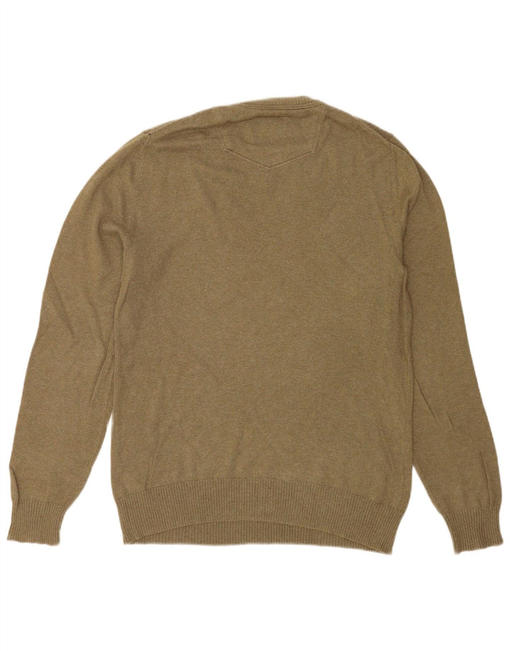 Fat Face Herre V-hals Jumper Sweater Small Khaki Bomuld