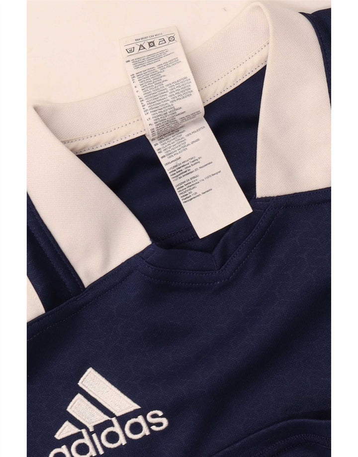 Adidas Herre T-Shirt Top Medium Marineblå Colourblock Polyester