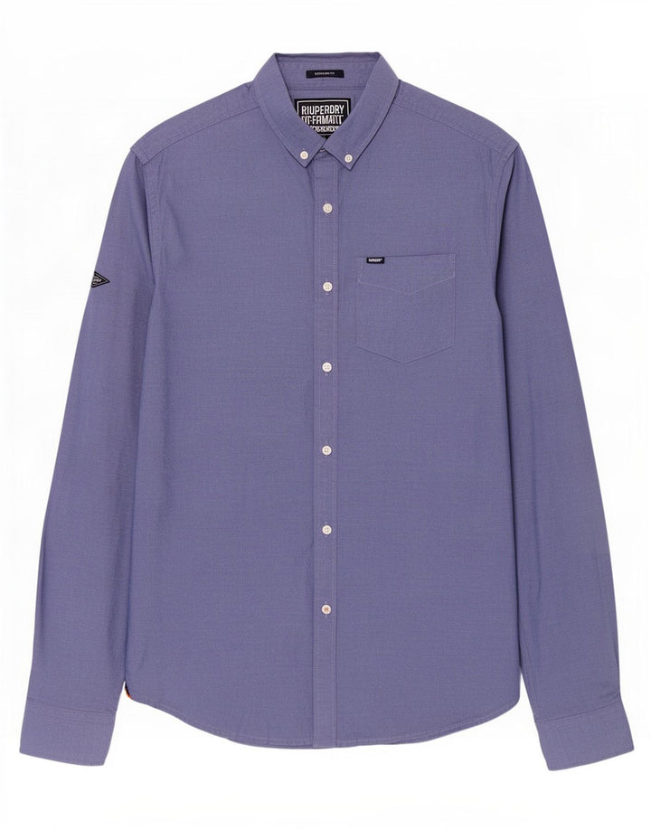 Superdry Herre Regular Fit skjorte Medium Blue Cotton