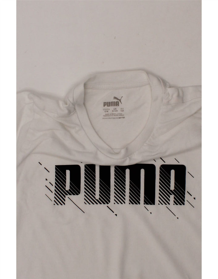 PUMA Boys Graphic T-Shirt Top 9-10 Years White Cotton Vintage Puma and Second-Hand Puma from Messina Hembry 