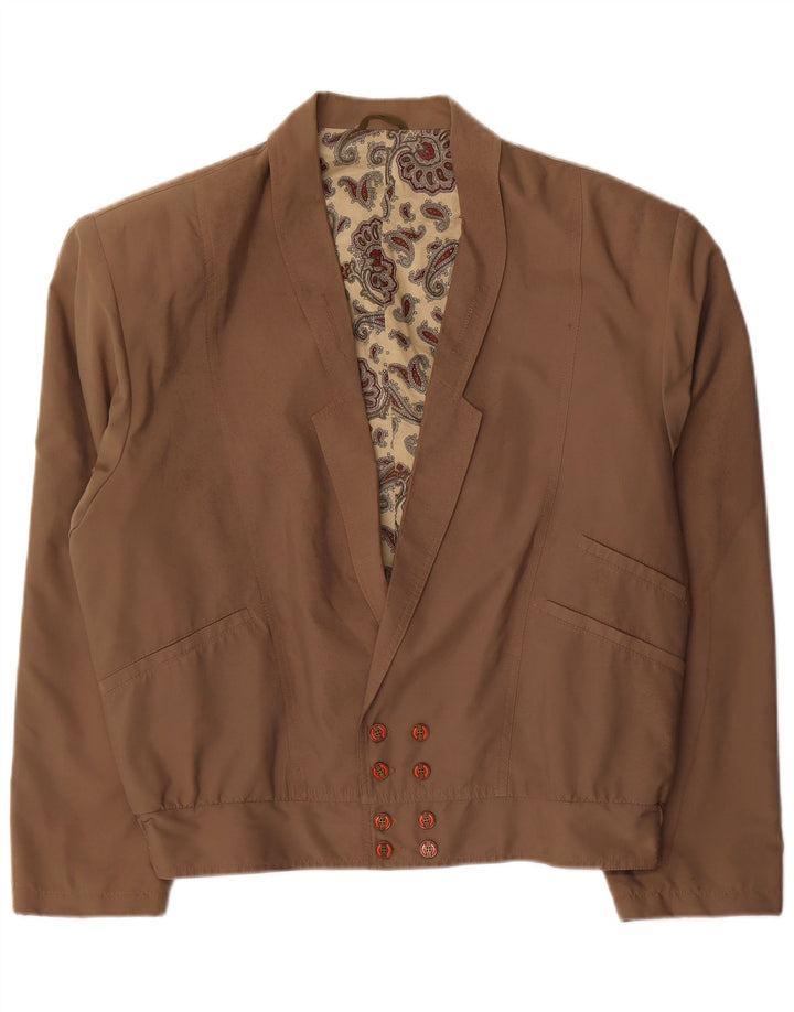 Mancini Herre Dobbeltradet Bomber Jacket UK 42 XL Beige Polyester