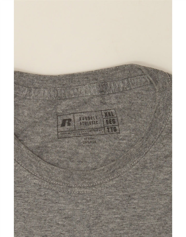 RUSSELL ATHLETIC Mens Illinois Graphic T-Shirt Top 2XL Grey Polyester Vintage Russell Athletic and Second-Hand Russell Athletic from Messina Hembry 