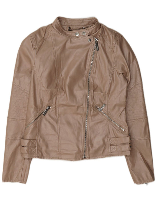 Michael Kors dame bikerjakke i imiteret læder UK 6 XS Beige