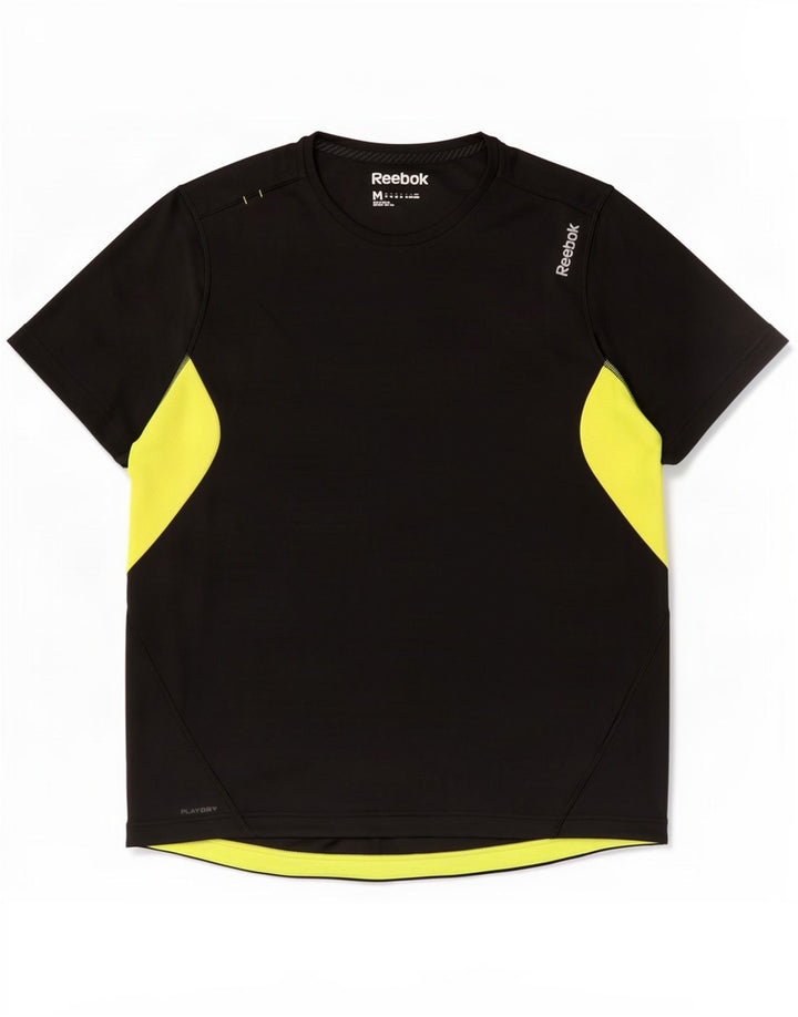 Reebok Herre T-Shirt Top Medium Sort Colourblock Polyester