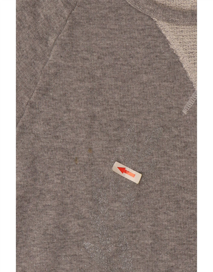 Fred Perry Dame T-Shirt Top UK 10 Lille Grå Bomuld