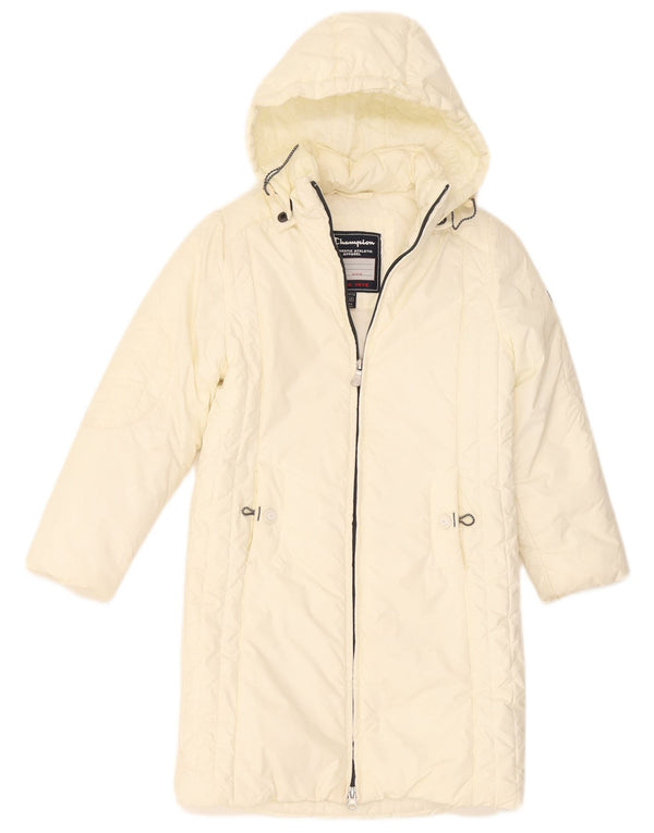 Champion Girls Hooded Padded Coat 4-5 Years XS Off White Polyamide