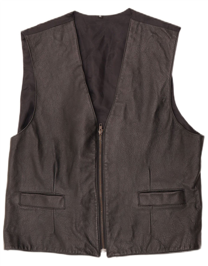 Vintage herre læder vest XL sort læder