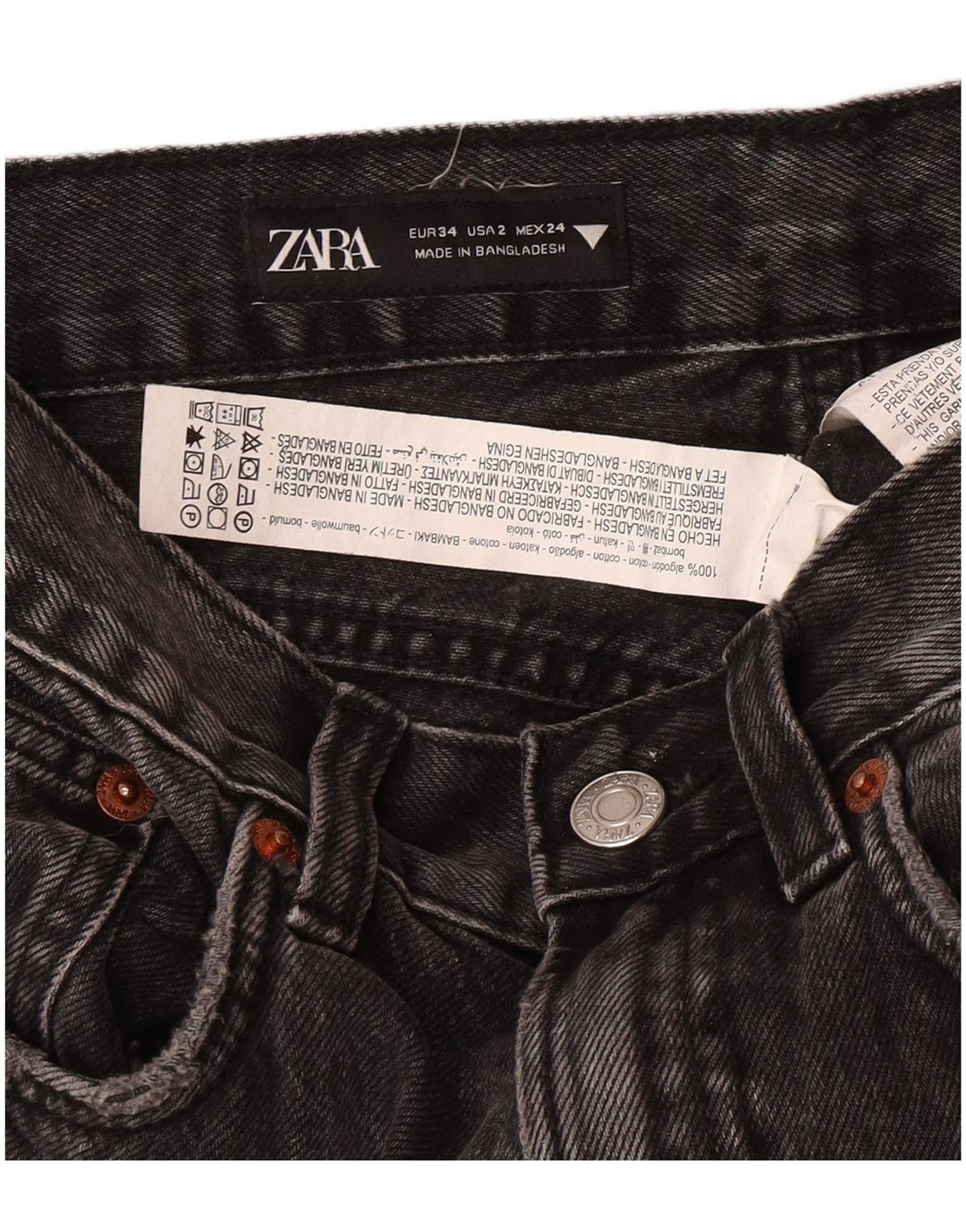 Zara Womens Regular Fit Straight Jeans EU 34 2XS W24 L30 Grå Klassisk