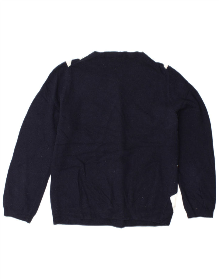 J. CREW Herre cardigan sweater UK 6 XS Navy Blue Argyle/Diamond