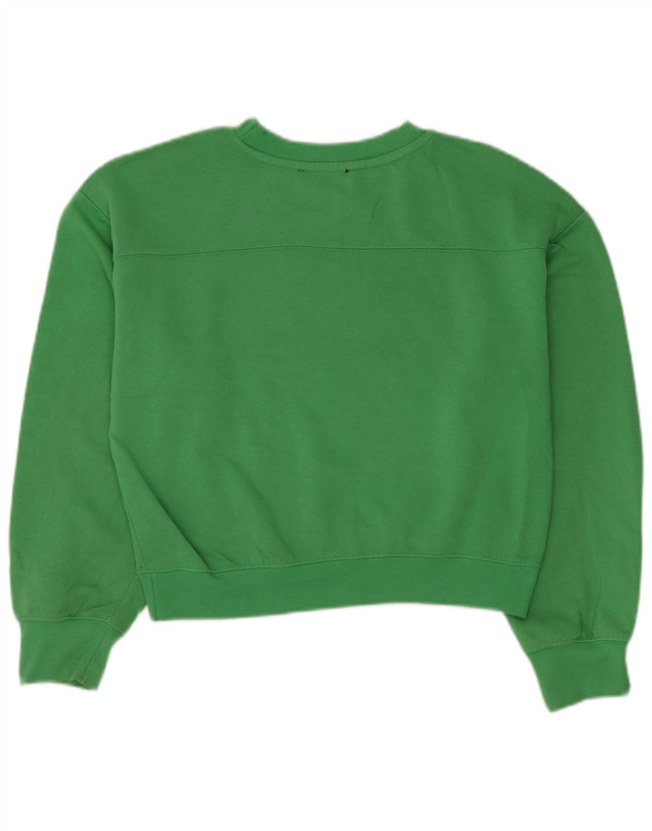 Zara Womens Crop Oversized Sweatshirt Jumper UK 10 Small Green Polyester