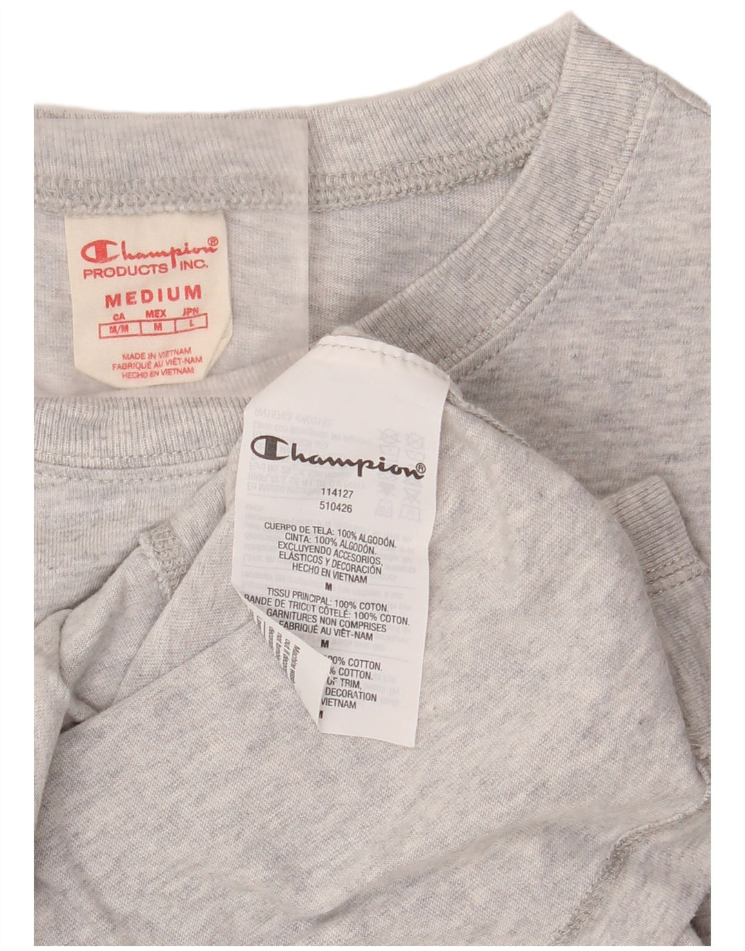 CHAMPION Dame T-Shirt Top UK 14 Medium Grey Flecked Bomuld