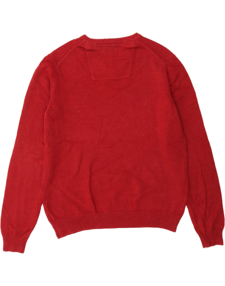 IZOD Womens V-Neck Jumper Sweater UK 16 Large Red Cotton Vintage Izod and Second-Hand Izod from Messina Hembry 