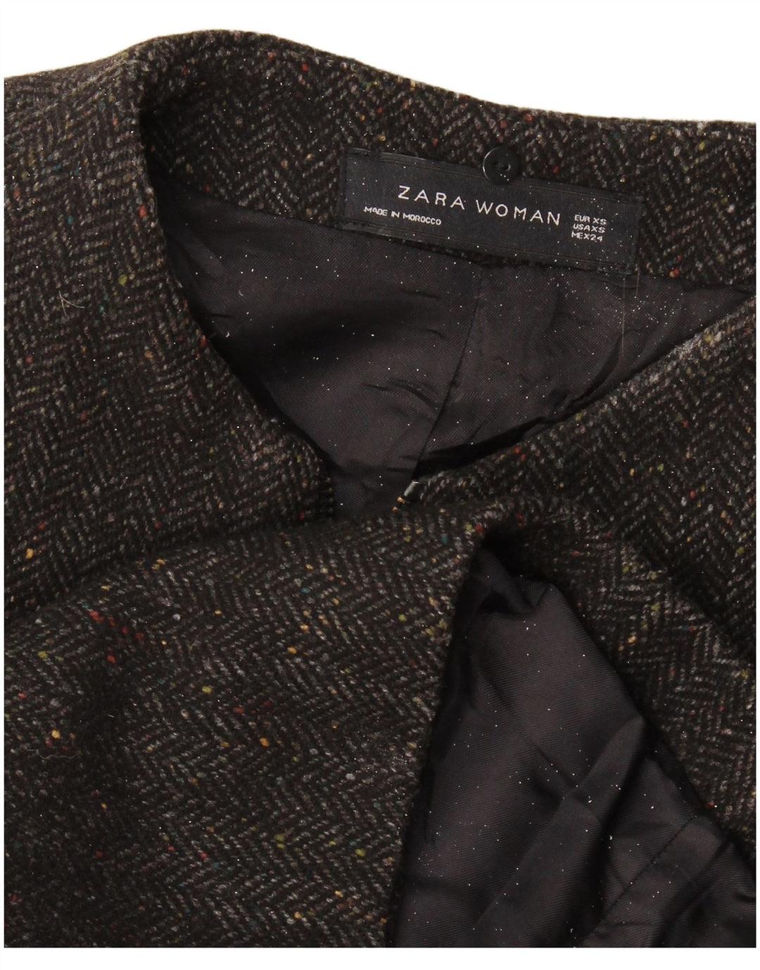 Zara Dame Loose Fit Overfrakke UK 6 XS Grå sildeben
