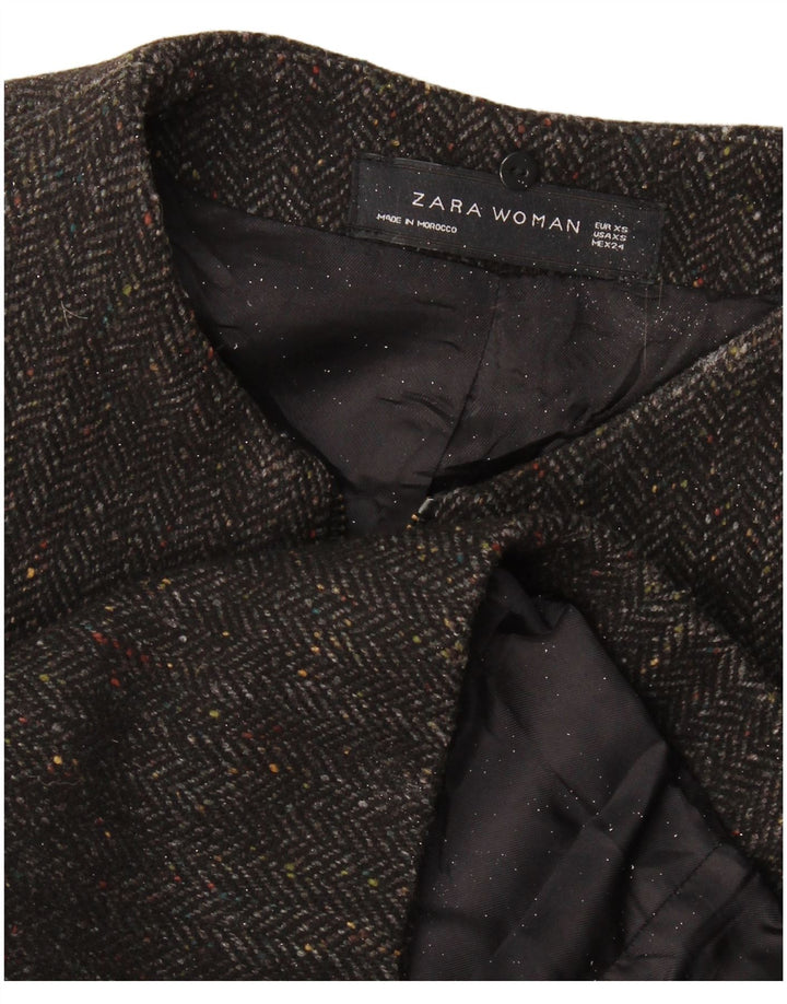 Zara Dame Loose Fit Overfrakke UK 6 XS Grå sildeben
