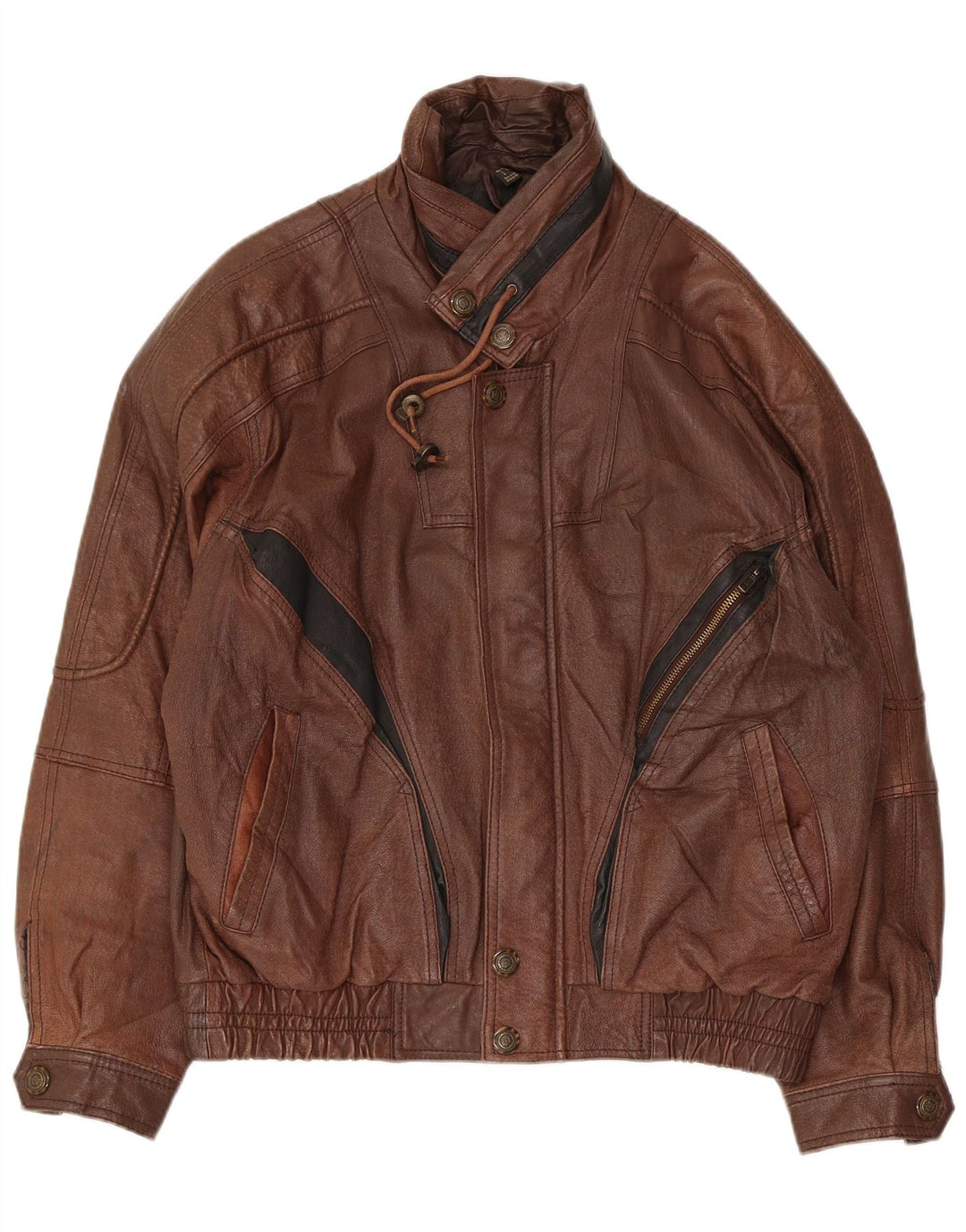 VINTAGE Læderjakke til mænd UK 38 Medium Brun Læder