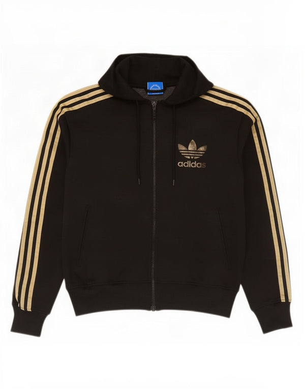 Adidas Dame Grafisk Hættetrøje Sweater UK 14 Medium Sort Polyester