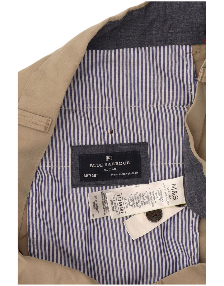 MARKS & SPENCER Herre Blue Harbor Straight Suit Bukser W38 L29 Beige