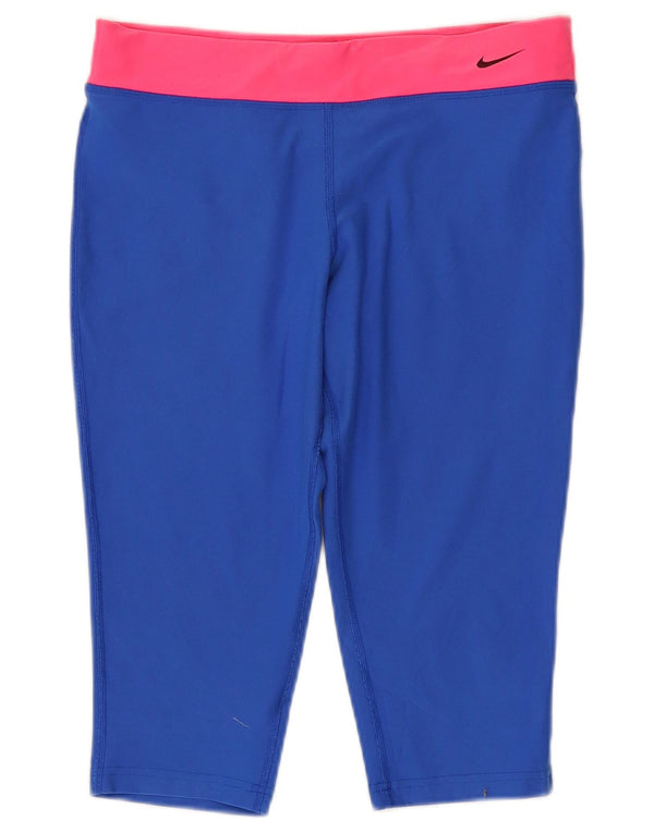 Nike Girls Dri Fit Capri Leggings 13-14 år XL Blå Colourblock Polyester