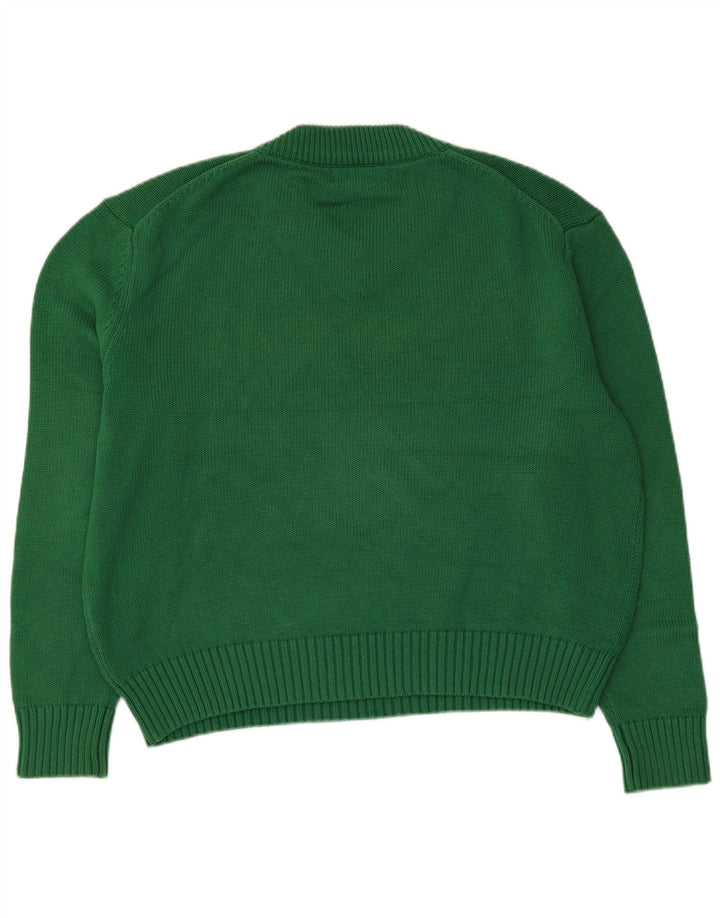 Zara Dame Oversized V-hals sweater UK 14 Medium Grøn Bomuld