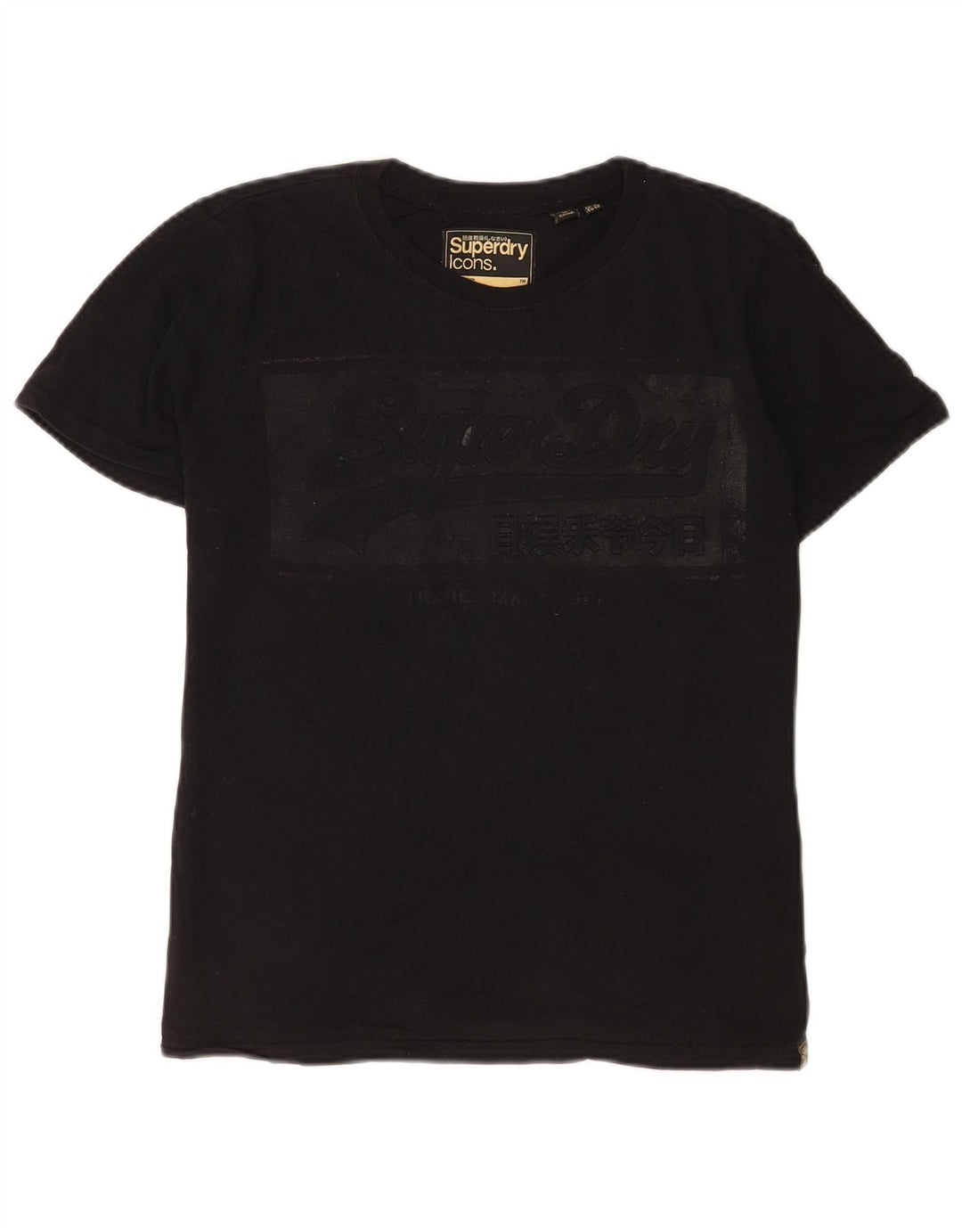 Superdry Grafisk T-shirt top til kvinder UK 12 Medium Sort Bomuld