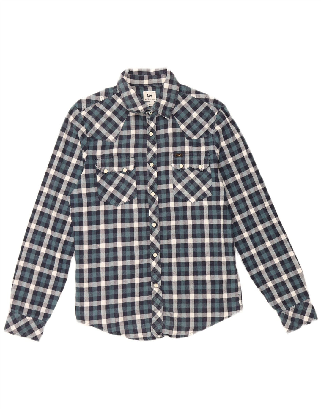 Lee Slim Fit skjorte til mænd, lille blå ternet bomuld