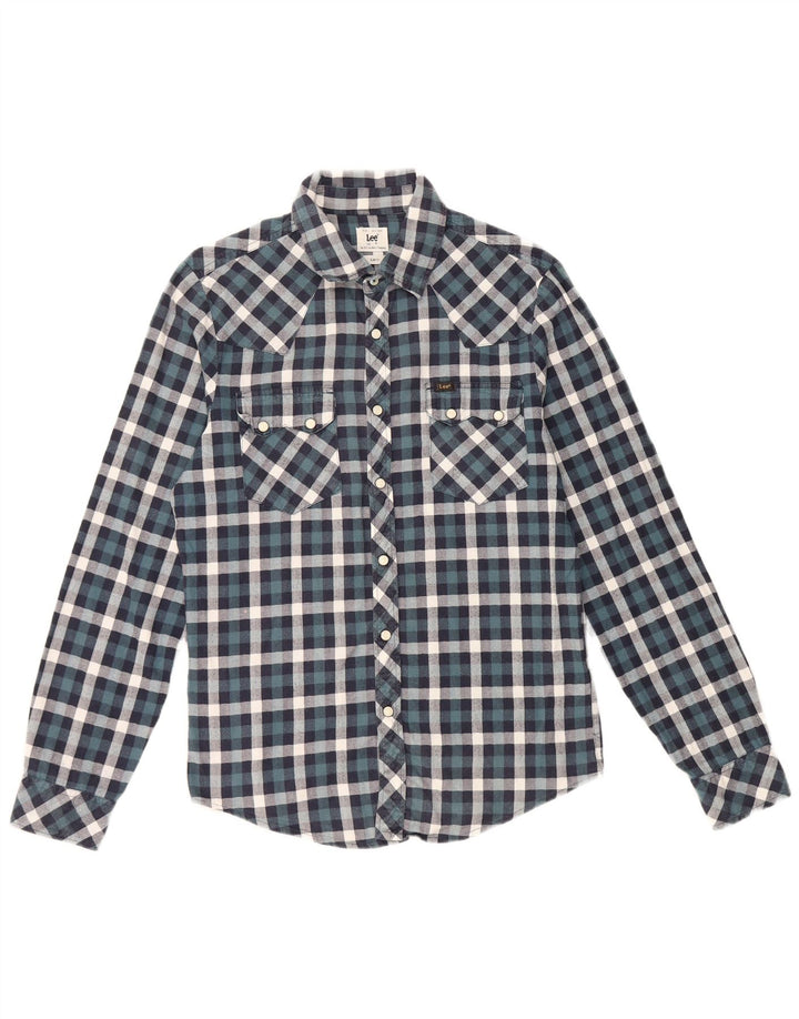 Lee Slim Fit skjorte til mænd, lille blå ternet bomuld