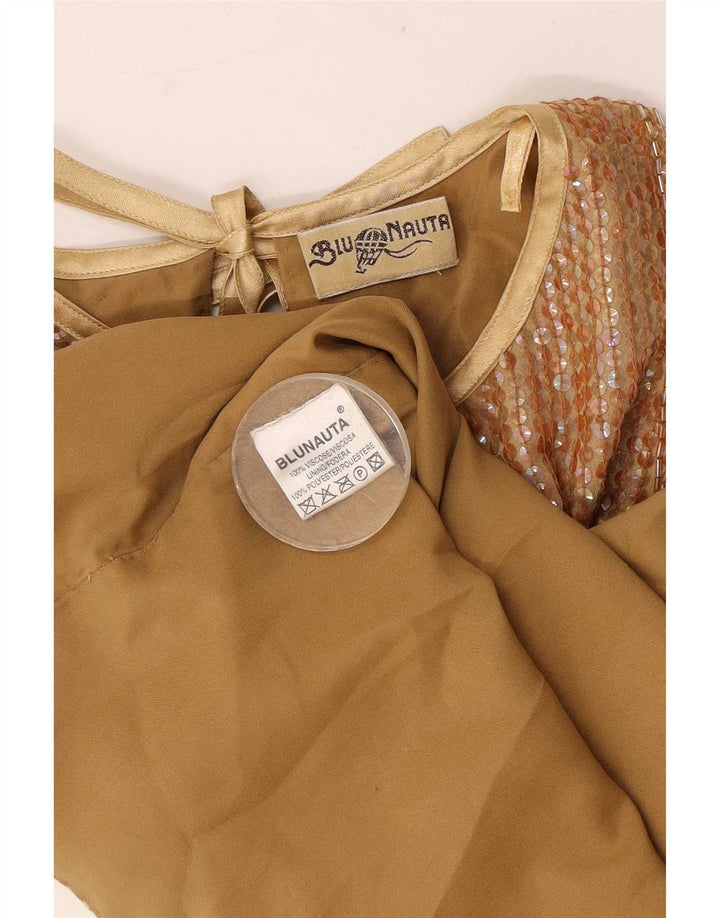 Blunauta Dame Pailletvest Top UK 12 Medium Beige Viscose