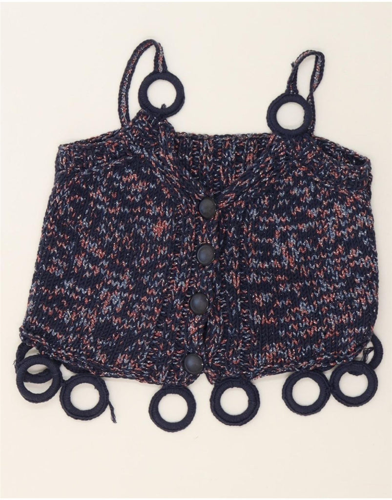 VINTAGE Womens Knit Cami Top UK 10 Small Navy Blue Flecked Vintage Vintage and Second-Hand Vintage from Messina Hembry 