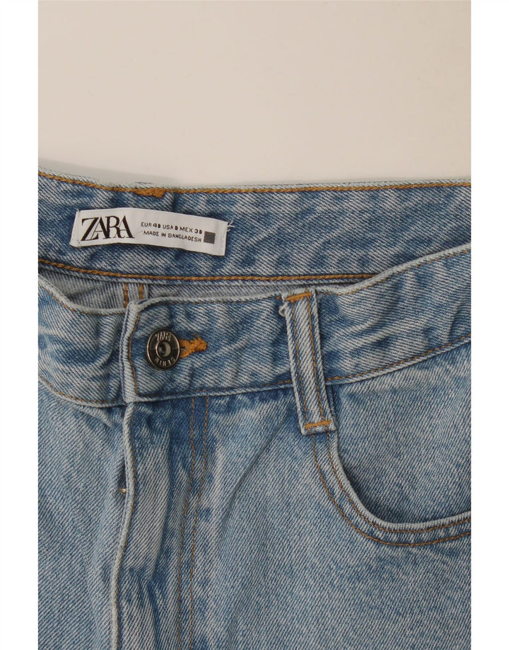Zara Dame højtaljede denimshorts EU 40 Medium W30 Blå