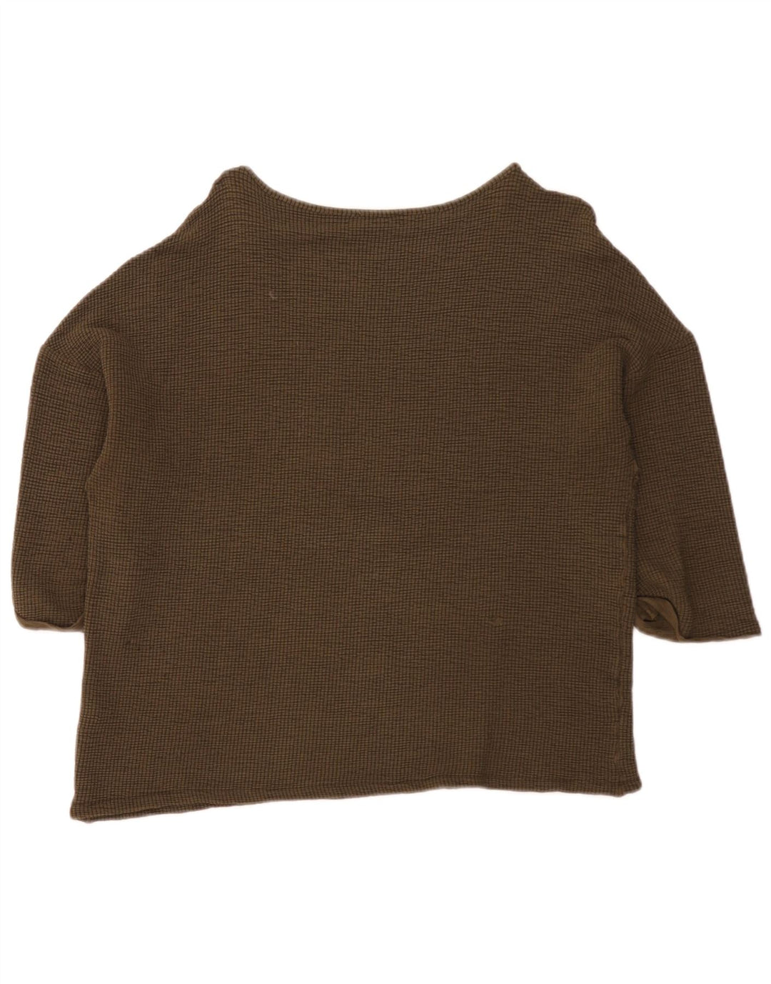 Zara Dame Oversized Top 3/4 ærmer UK 14 Medium Khaki Viscose
