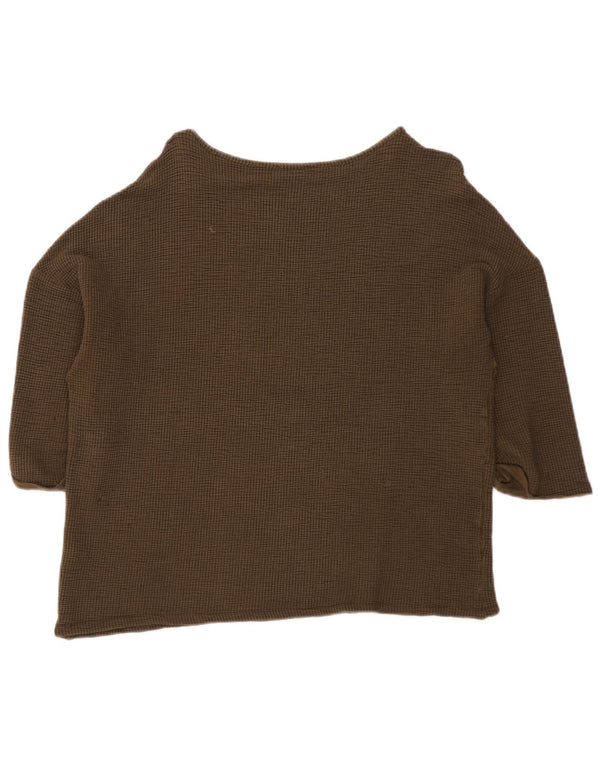 Zara Dame Oversized Top 3/4 ærmer UK 14 Medium Khaki Viscose