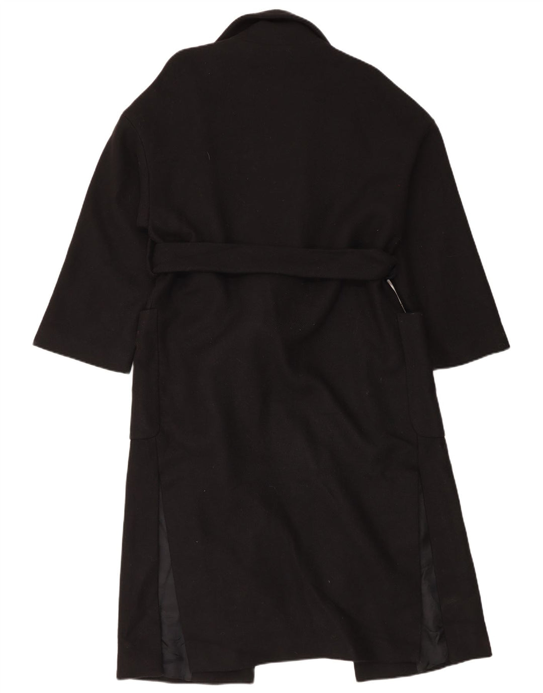 Zara Dame Oversized Overfrakke UK 10 Lille Sort Uld