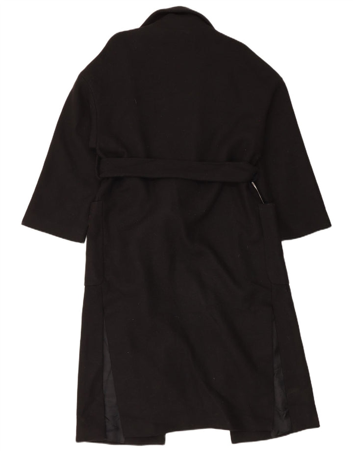 Zara Dame Oversized Overfrakke UK 10 Lille Sort Uld