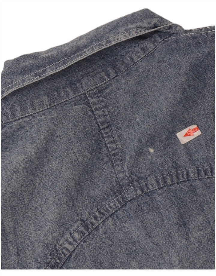 Vintage Dame Oversized Denim Shirt UK 14 Medium Blue Cotton