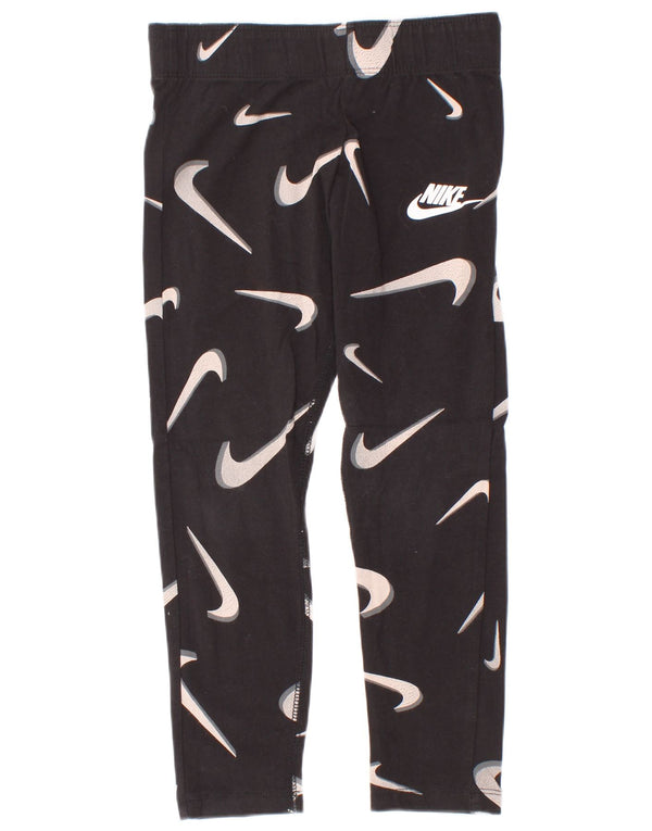 Puma Girls Tight Fit Grafiske Leggings 6-7 år XS Sort bomuld