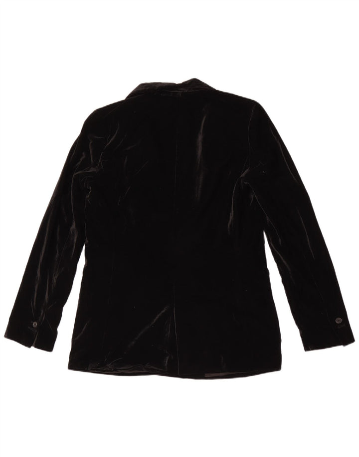 Zara Dame Dobbeltradet Velour Blazer Jacket UK 10 Small Black