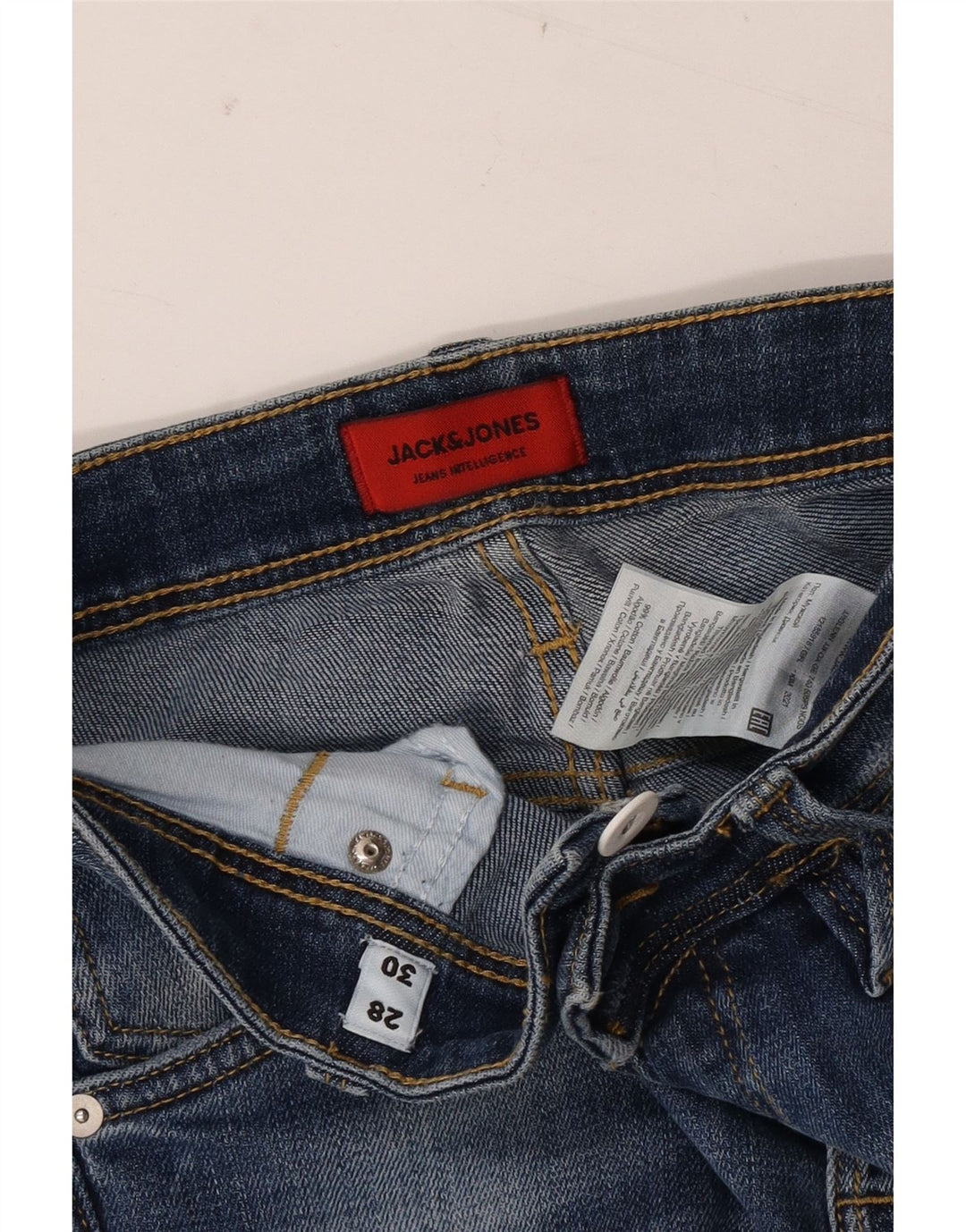 Jack & Jones Herre Distressed Slim Jeans W28 L30 Blå Bomuld
