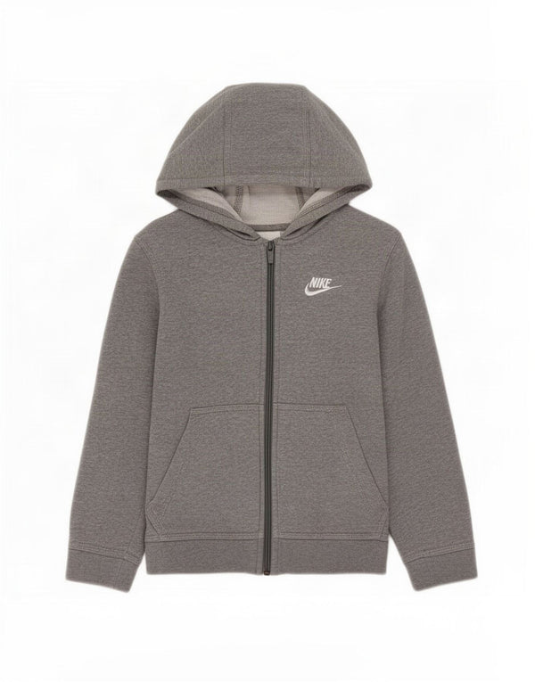 Nike hættetrøje med lynlås til drenge 8-9 år lille grå flækket bomuld
