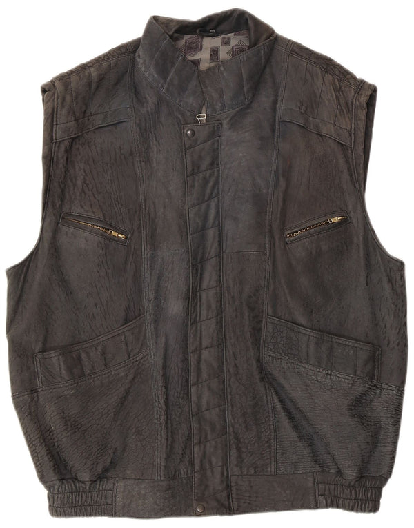 Vintage Mens Suede Gilet UK 42 XL Grey Animal Print