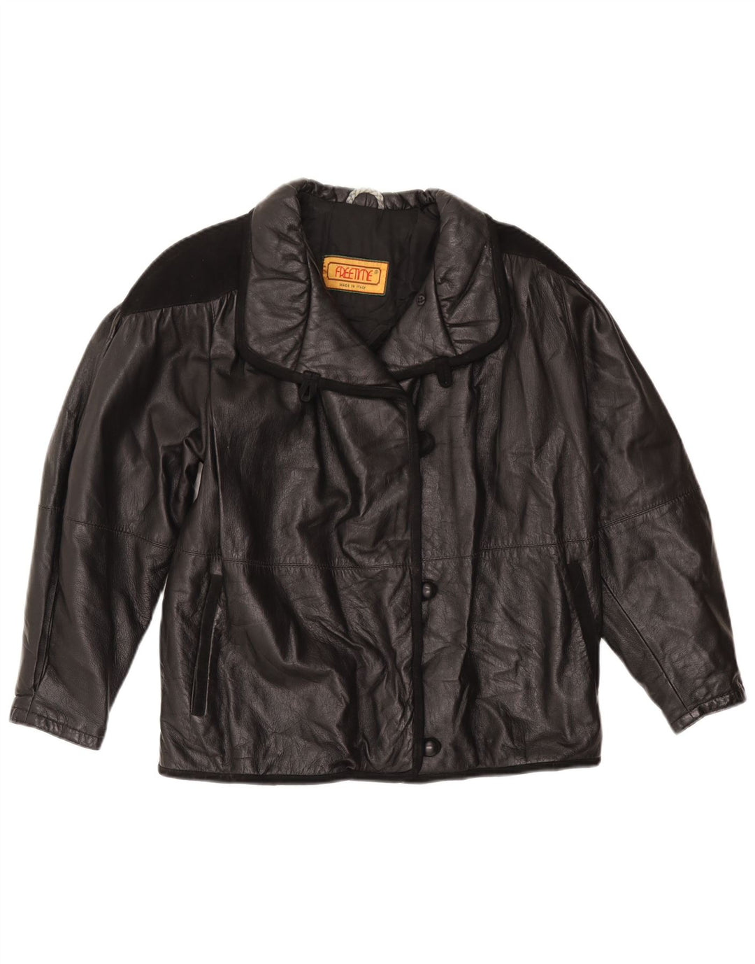 Vintage læderjakke til kvinder UK 18 XL sort læder