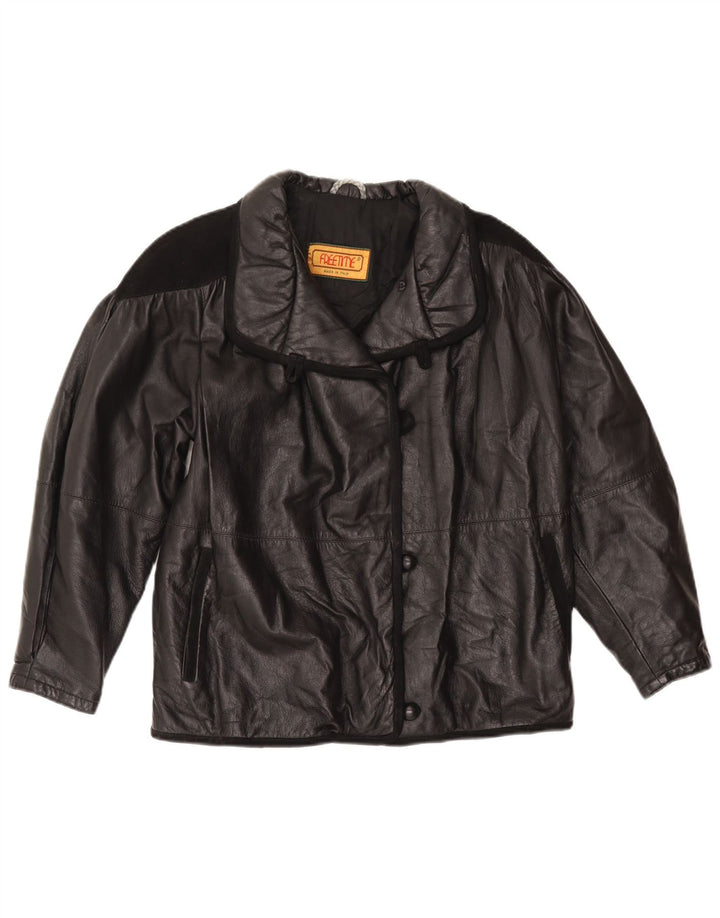 Vintage læderjakke til kvinder UK 18 XL sort læder